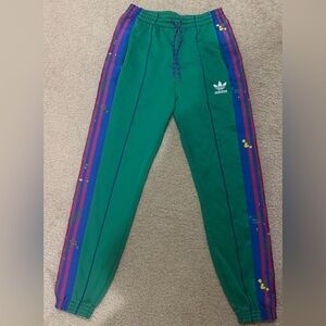 adidas Green Joggers with Blue and Purple Accents